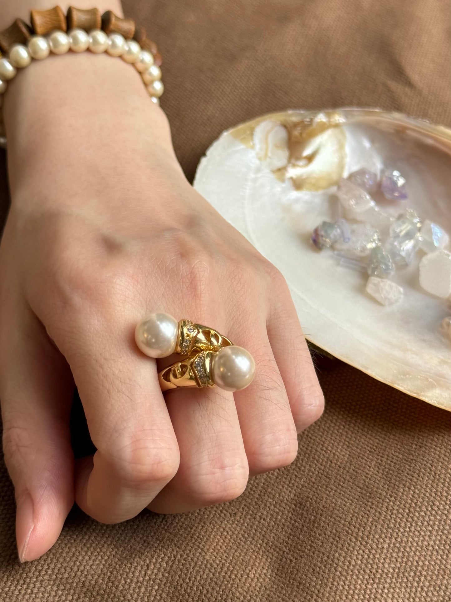 Dynamic Duo Pearl Ring