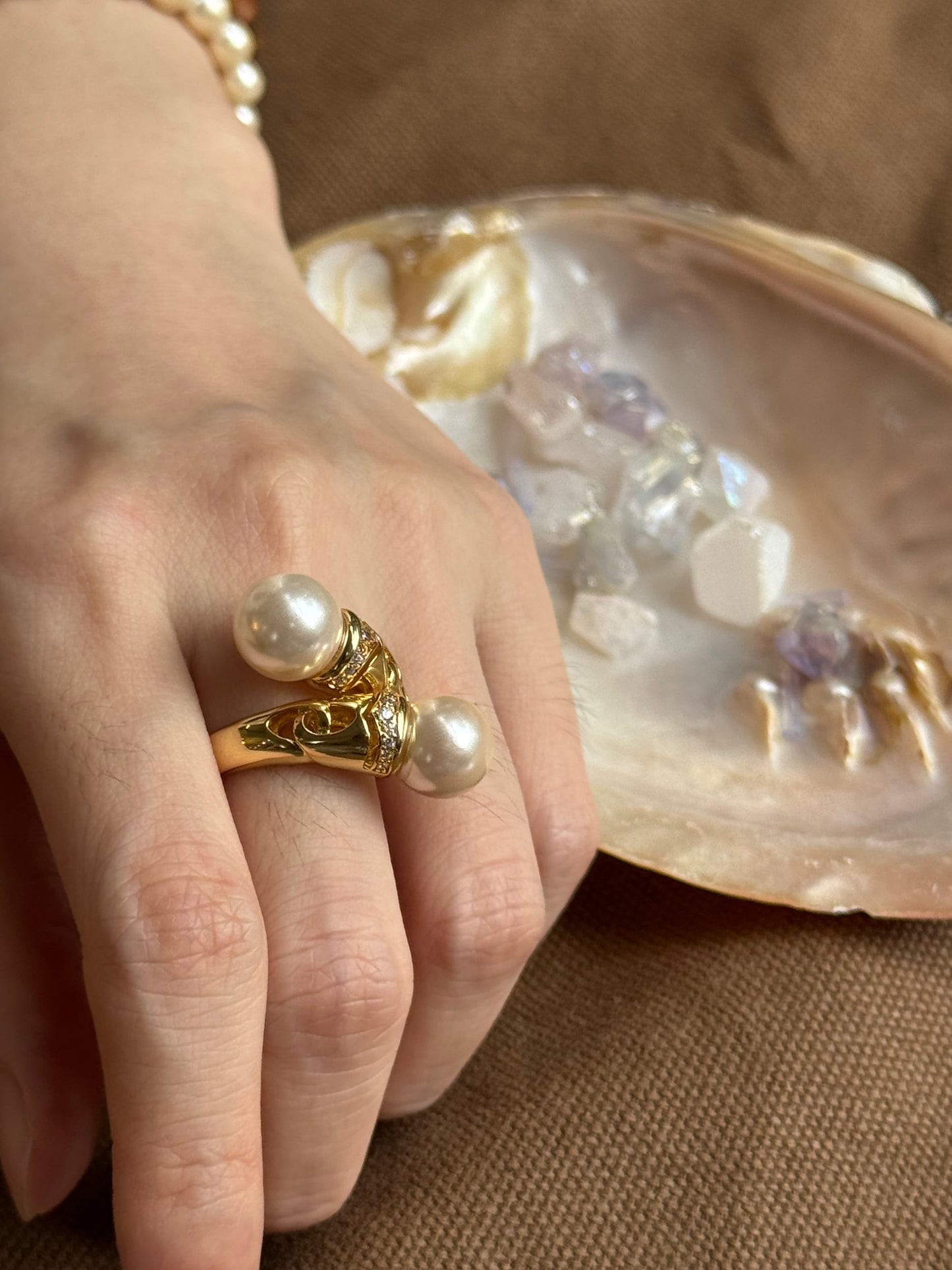 Dynamic Duo Pearl Ring