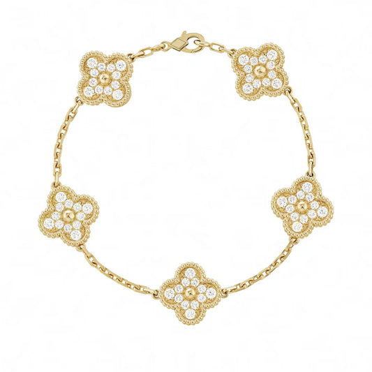 Full Stone Clover Bracelet - GOLD