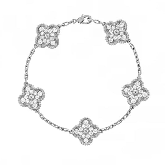 Full Stone Clover Bracelet - SILVER