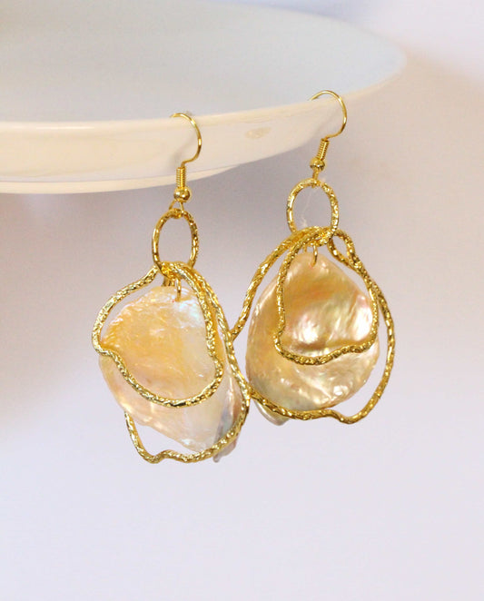 Golden Petal Shadows Earrings