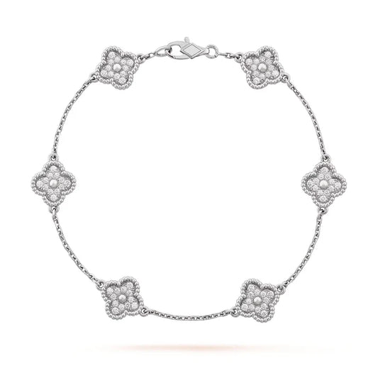 Mini Clover Full Stone Bracelet - SILVER